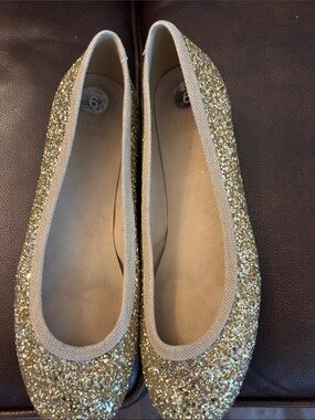 Stuart Weitzman Gold Glitter Ballet Flats
